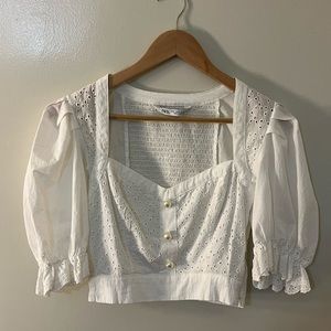 Zara white puff blouse